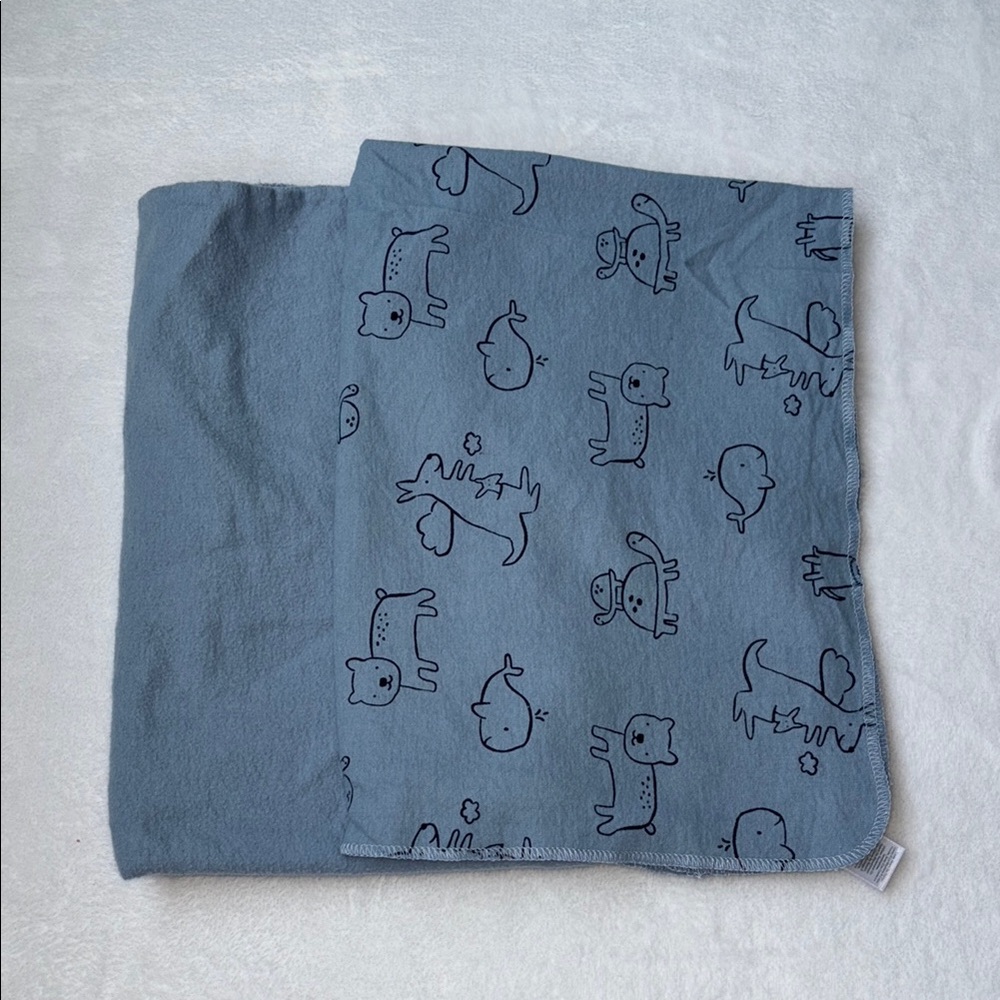 Blue Baby Blankets with Animal Print